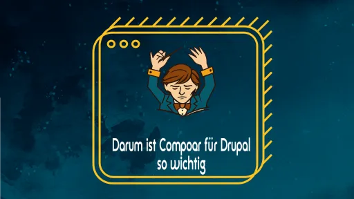 Grafik: Zeichnung einer Person, die die Hände hebt, auf blauem Hintergrund.