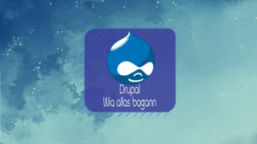 Drupal-Logo auf blauem Aquarell-Hintergrund